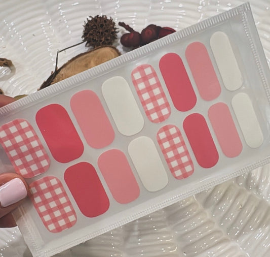 Pink Gingham Nail Wraps