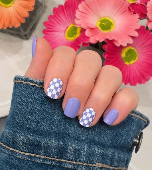 Lavender Checkmate Nail Wraps