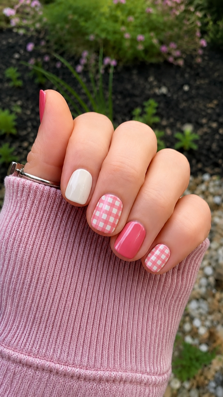 Pink Gingham Nail Wraps