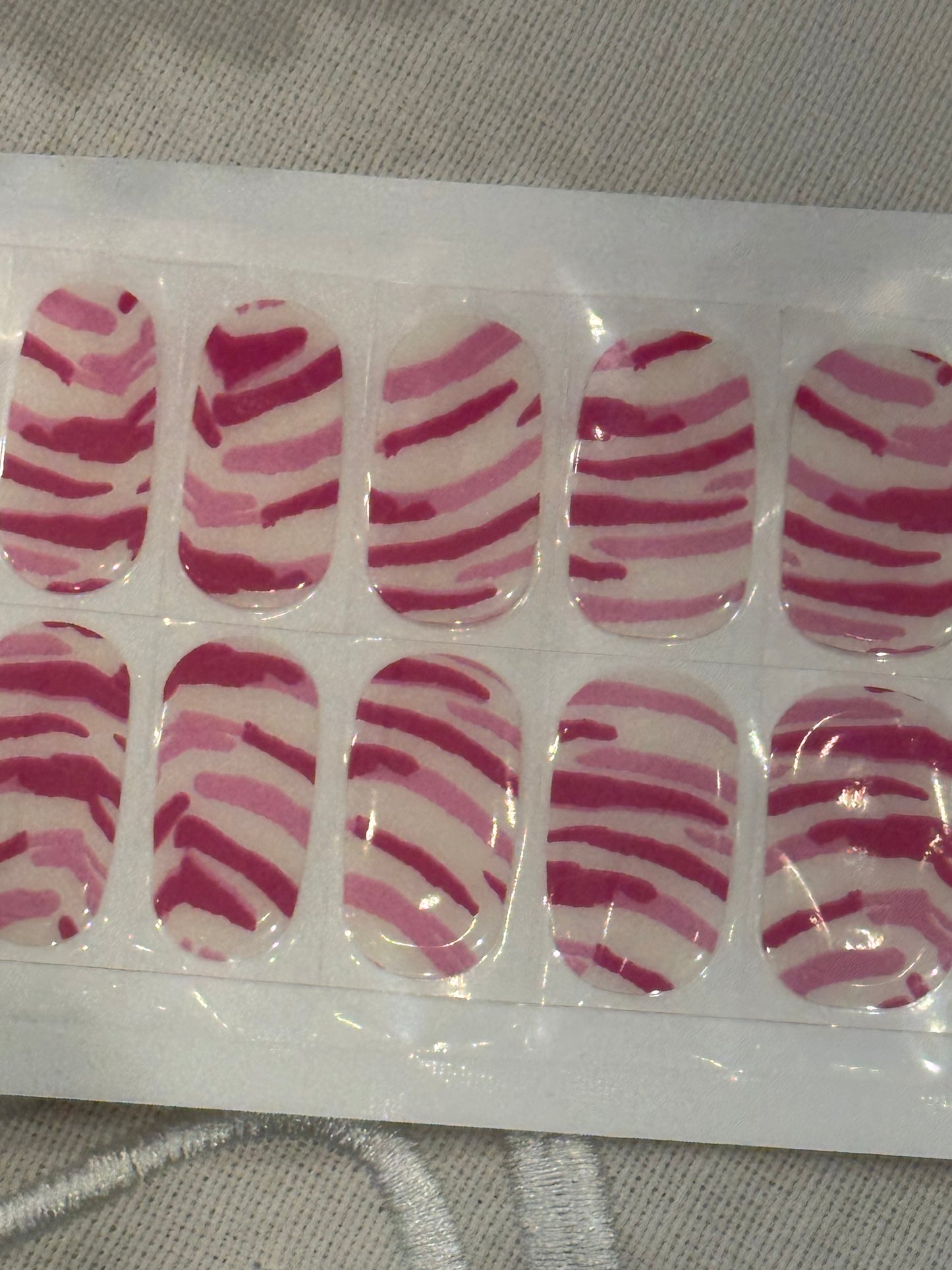 Pink Zebra Pop Nail Wraps – Glossy Pink Animal Print Gel Nail Stickers